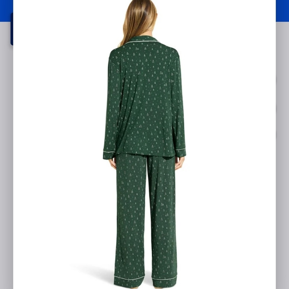 Eberjey Gisele TENCEL™ Modal Long PJ Set in Forest Green Christmas Pajama Set🎄 - Picture 3 of 7